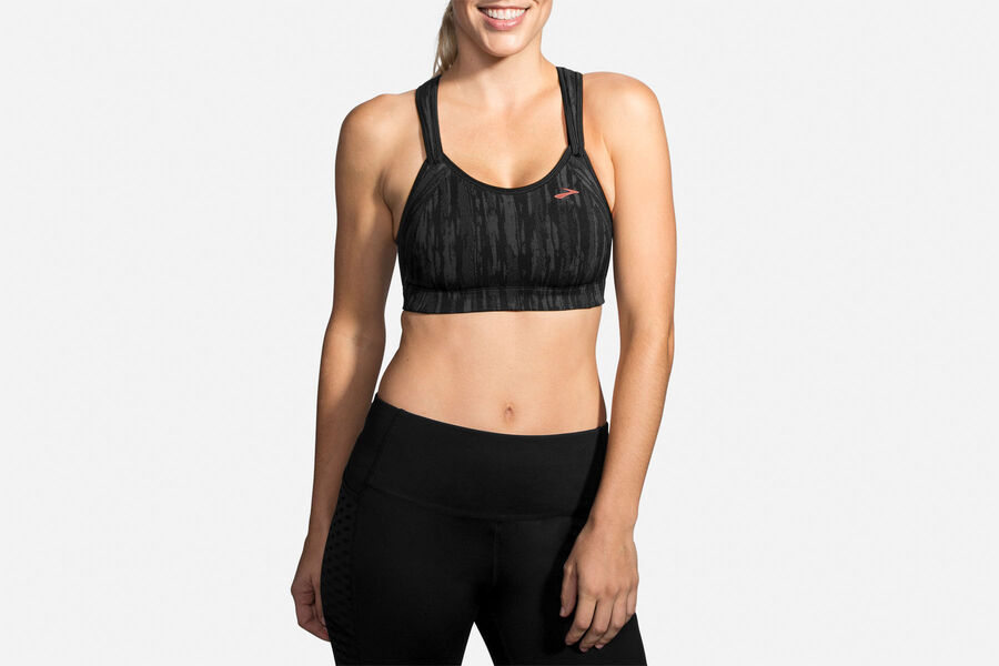 Womens Brooks Rebound Racer Bras Black Jacquard | Clothing 8253-KJSTY